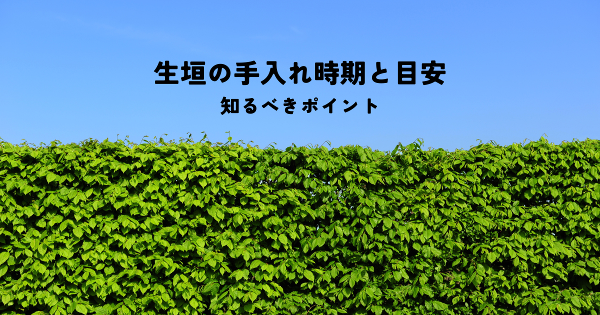 生垣の手入れ時期と目安を知るべきポイントとは？